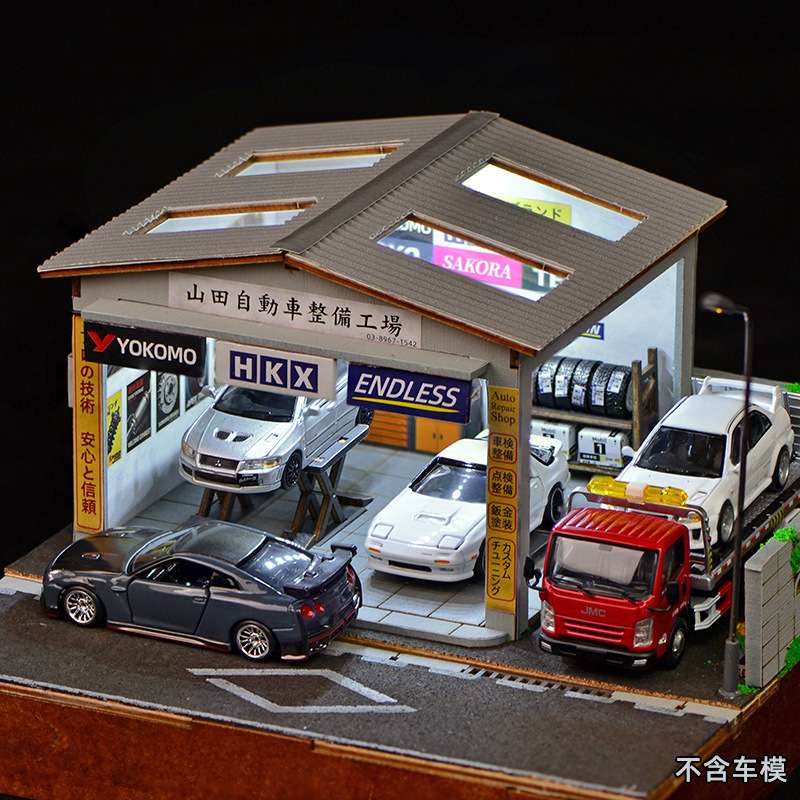 Model Kit Cars - طقم ديوراما لورشة إصلاح السيارات بمقياس
